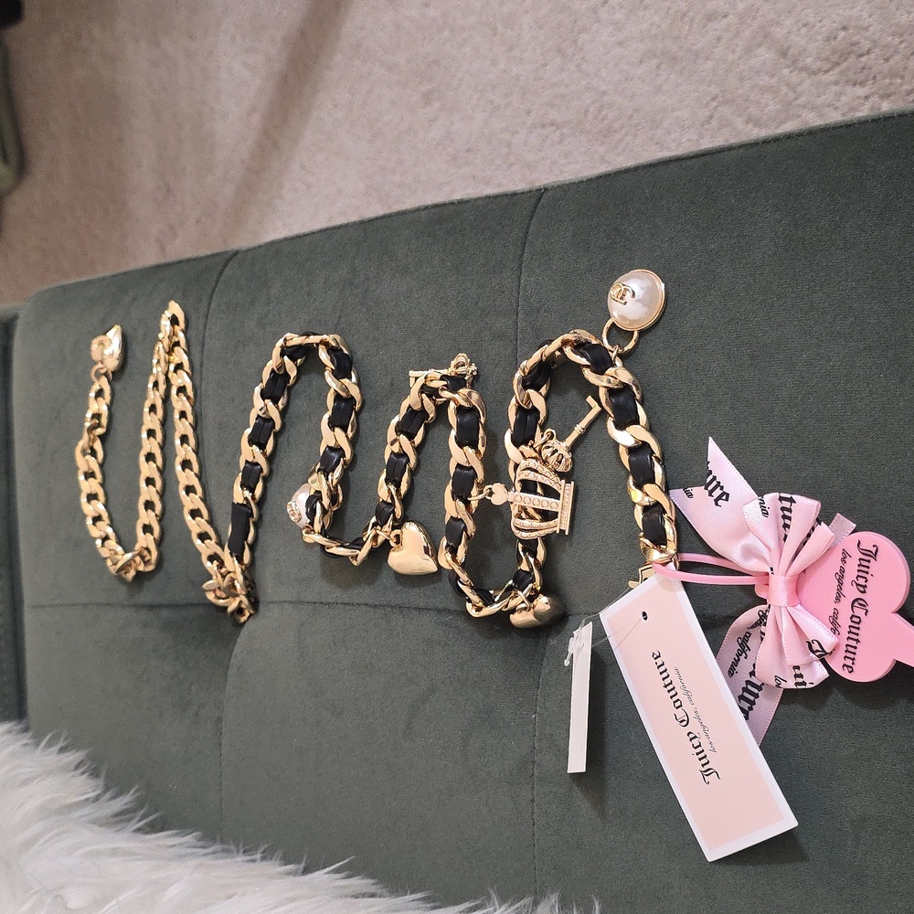 JUICEY COUTOURE Gold and Black Charm BELT - Picture 7 of 9